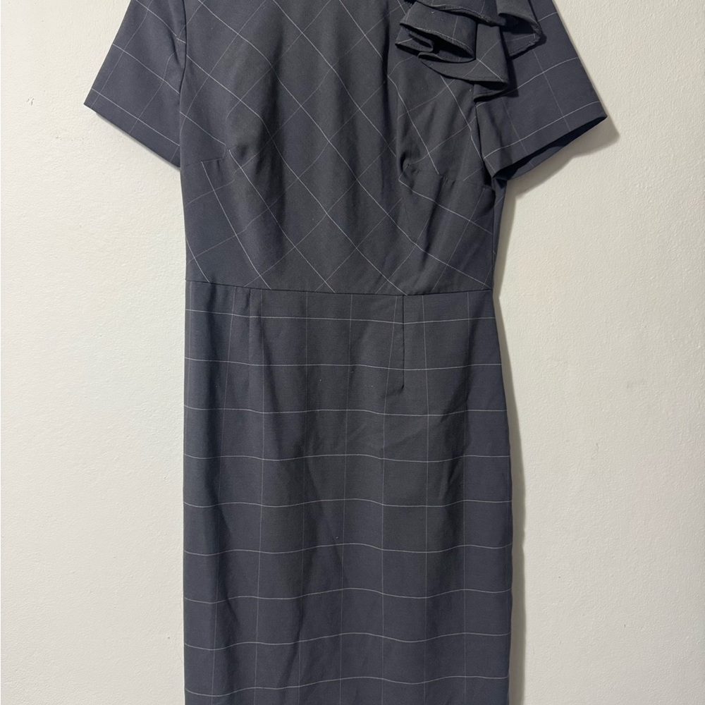 Banana Republic Charcoal Checkered Midi Dress